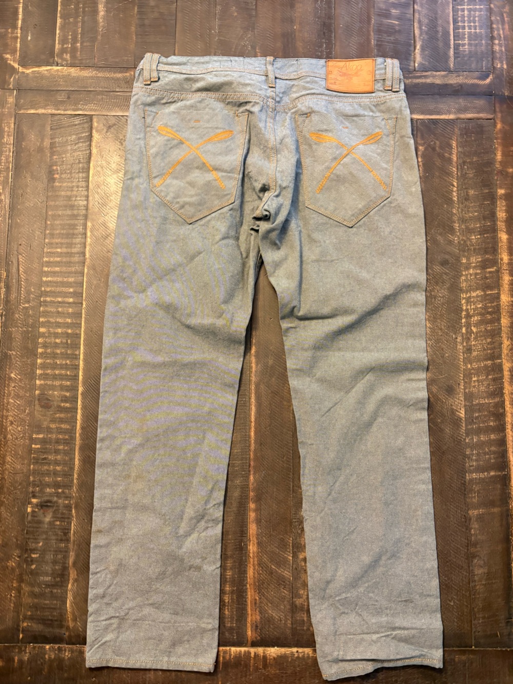 AKOO Jeans Men 38x32 Gray Straight Leg Denim 100% Cotton Y2K Streetwear